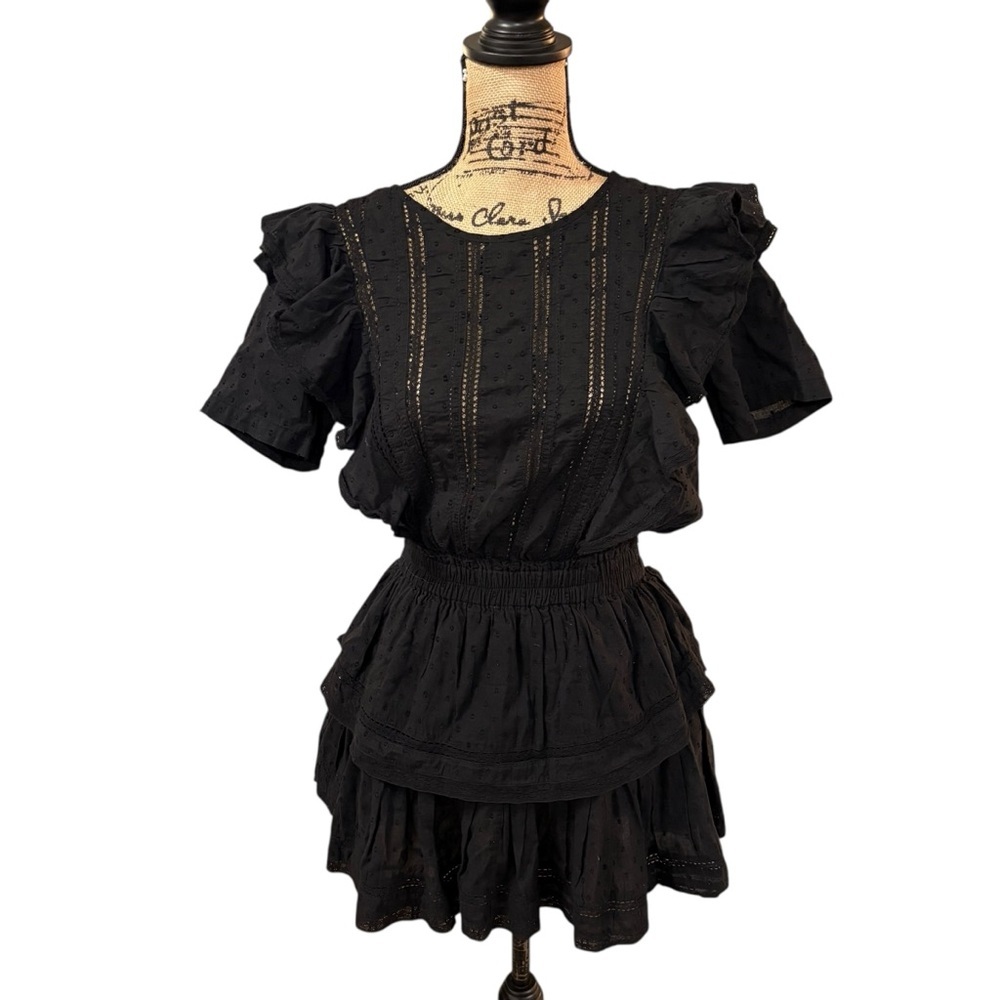 LoveShackFancy Natasha Heritage Mini Dress Cotton Ruffle Eyelet Size Medium - Picture 2 of 9